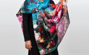 شال ساتن ابریشم دست دوز