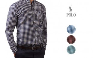 پیراهن مردانه چهارخانه طرح POLO