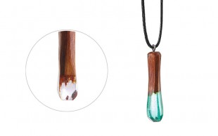 گردنبند چوبی نگین مینیاتوری