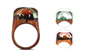 انگشتر چوبی گل رز