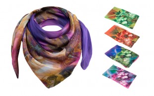 روسری حریر گلدار