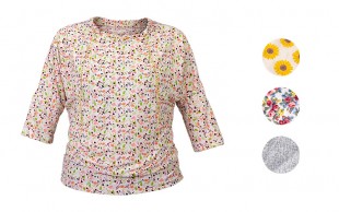 بلوز زنانه گلدار آستین سه ربع