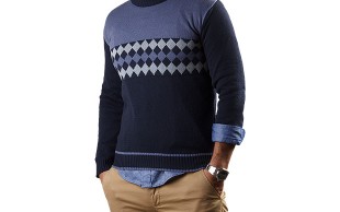 پلیور مردانه یقه گرد طرح Diamond