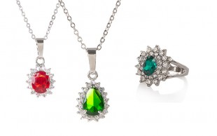 گردنبند و انگشتر نگین دار