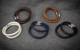 دستبند چرم حصیری