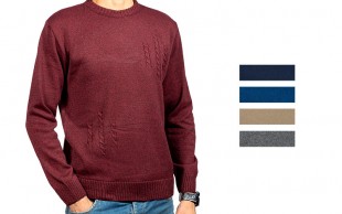 بلوز بافت مردانه یقه گرد نیم پیچ