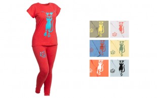 تیشرت شلوار زنانه طرح گربه