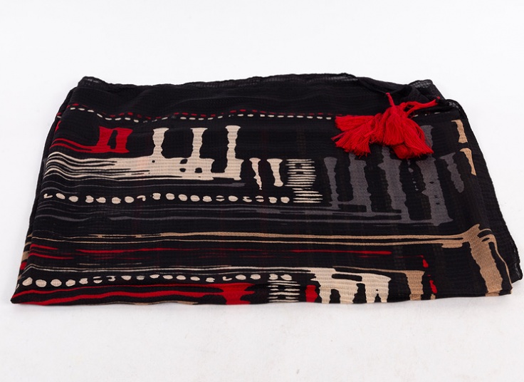 شال طرحدار منگوله دار