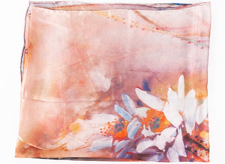 شال ساتن ابریشم دست دوز