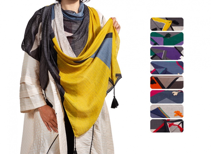 شال نخی چند رنگ تابستانی