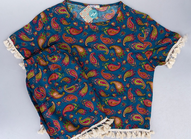 تیشرت و شلوارک نخی زنانه Tassel