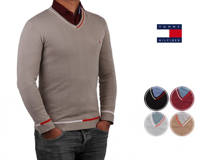 پلیور بافت مردانه طرح Tommy Hilfiger