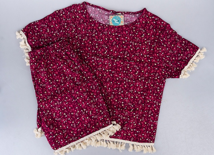 تیشرت و شلوارک نخی زنانه Tassel