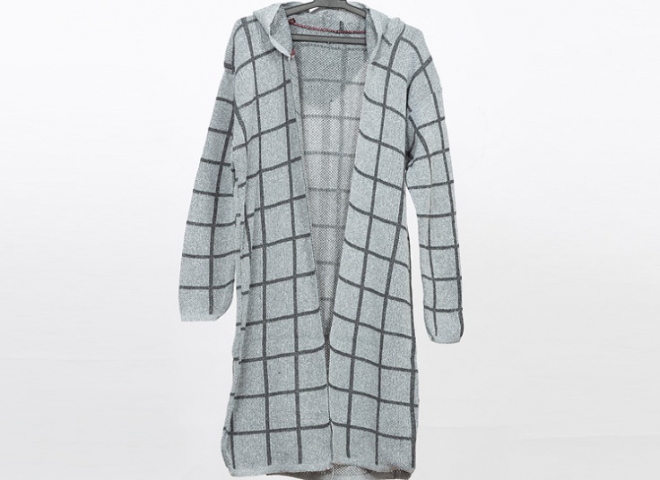 مانتو بافت کلاهدار چهارخانه