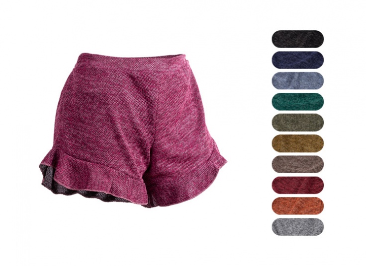 شورتک چین دار زنانه طرح بافت