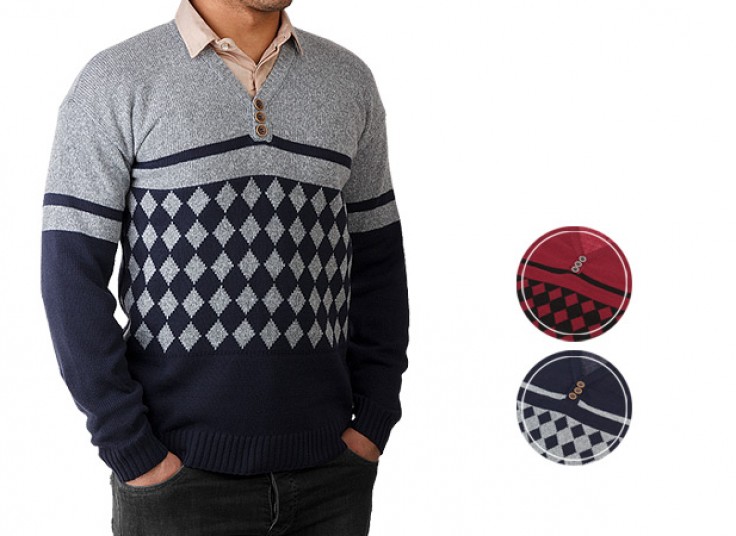 پلیور بافت مردانه دورنگ