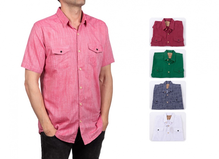 پیراهن مردانه آستین کوتاه طرح Massimo Dutti