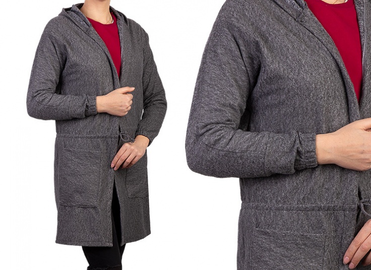 مانتو پشمی کلاهدار Maygol