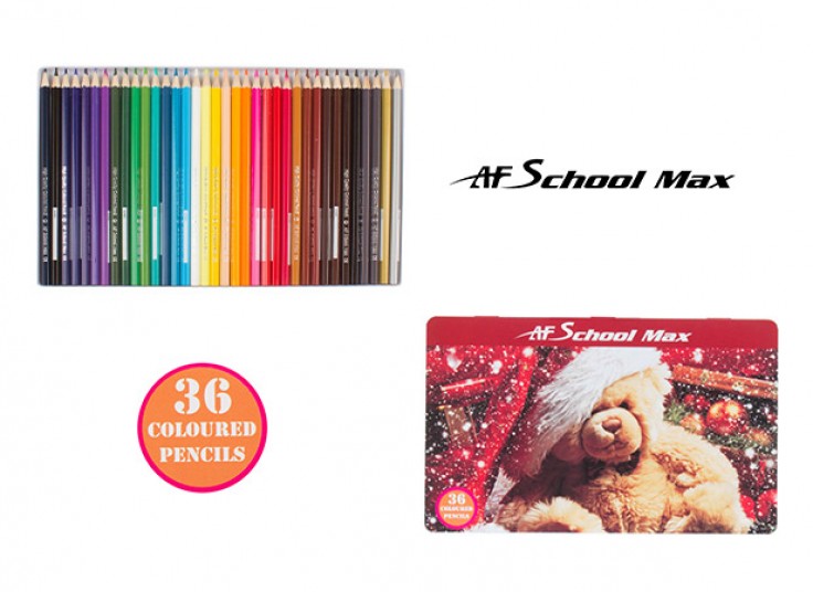 مداد رنگی جعبه فلزی School Max