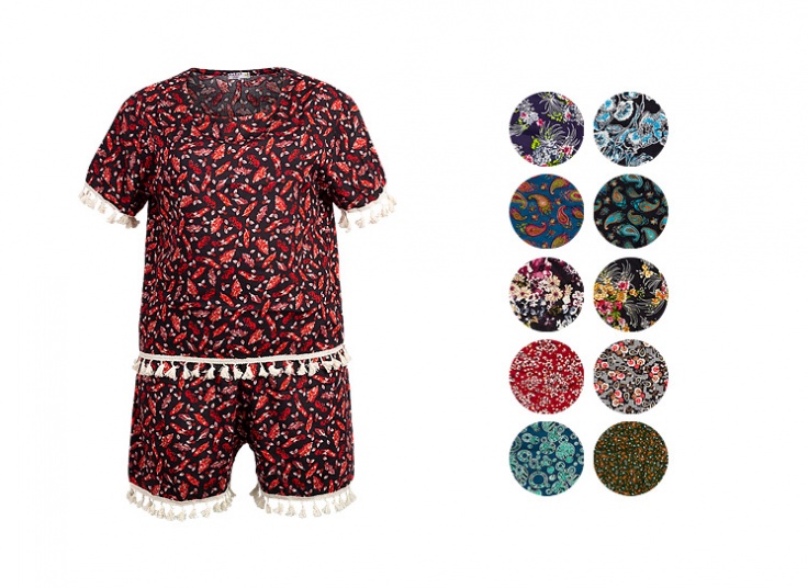 تیشرت و شلوارک نخی زنانه Tassel