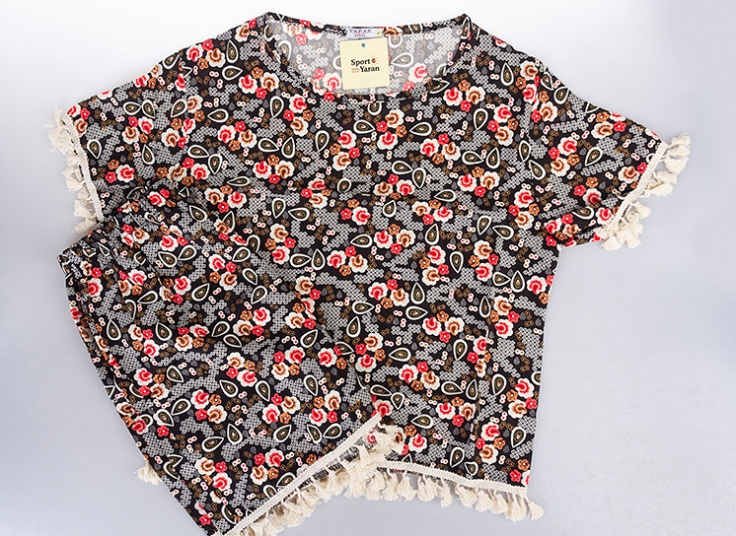 تیشرت و شلوارک نخی زنانه Tassel