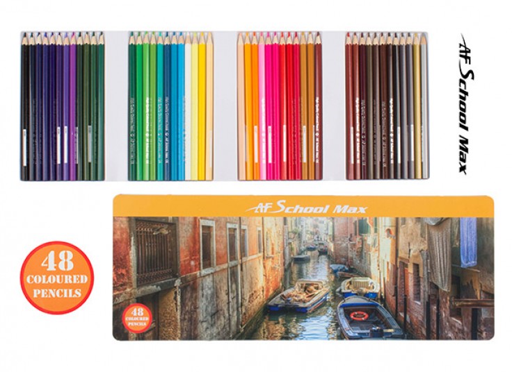 مداد رنگی جعبه فلزی School Max
