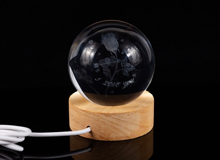 چراغ خواب مدل گوی کریستالی LED دار