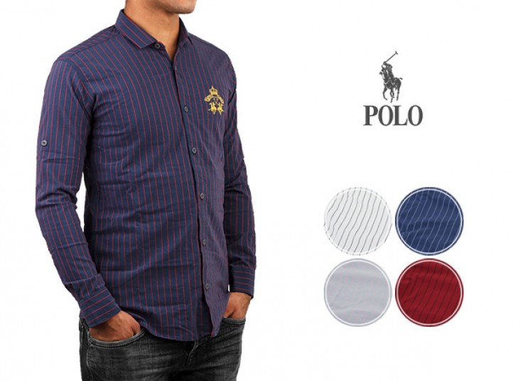 پیراهن راه راه مردانه طرح Polo Club