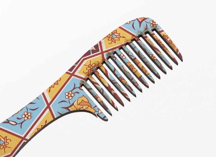 ست آینه و شانه چوبی دسته دار