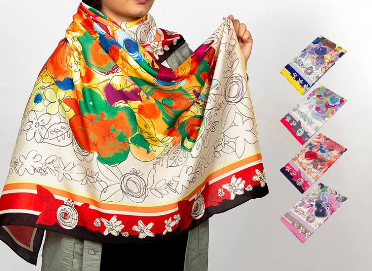 روسری ابریشم دست دوز