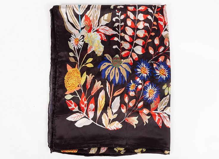 شال ساتن ابریشم دست دوز