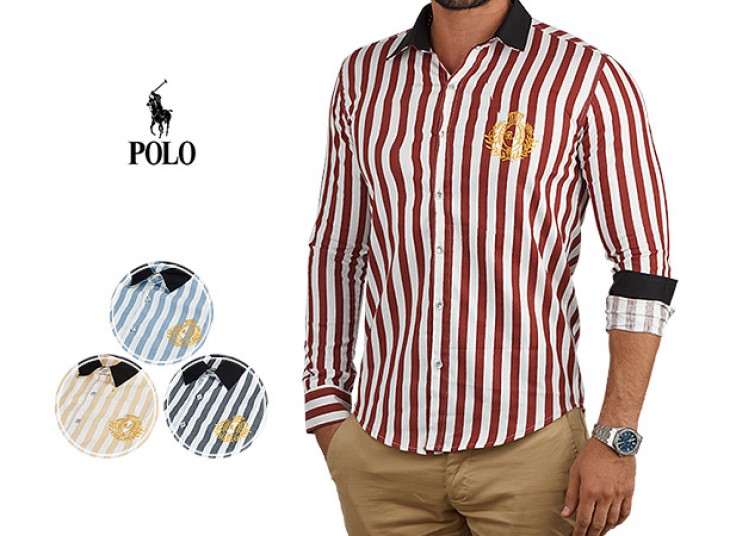 پیراهن راه راه مردانه طرح POLO
