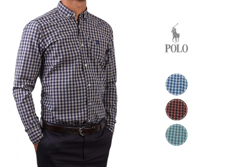 پیراهن مردانه چهارخانه طرح POLO