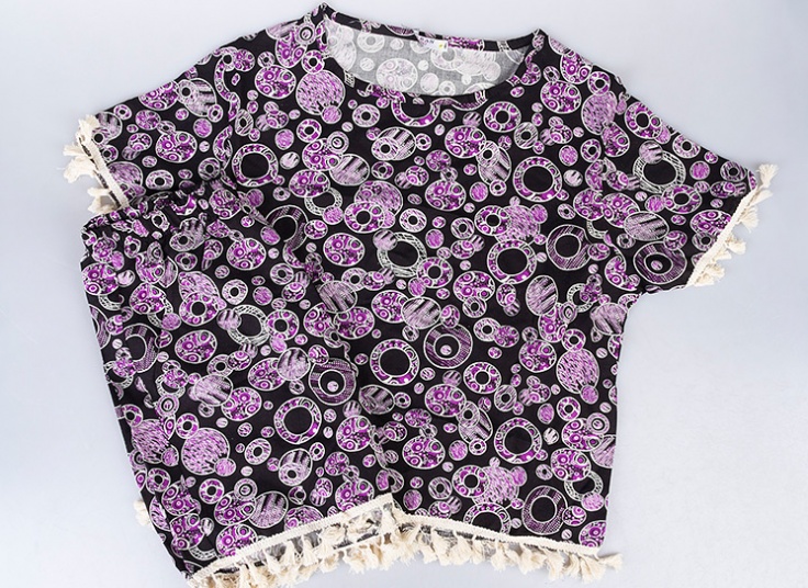 تیشرت و شلوارک نخی زنانه Tassel