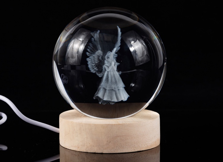 چراغ خواب مدل گوی کریستالی LED دار