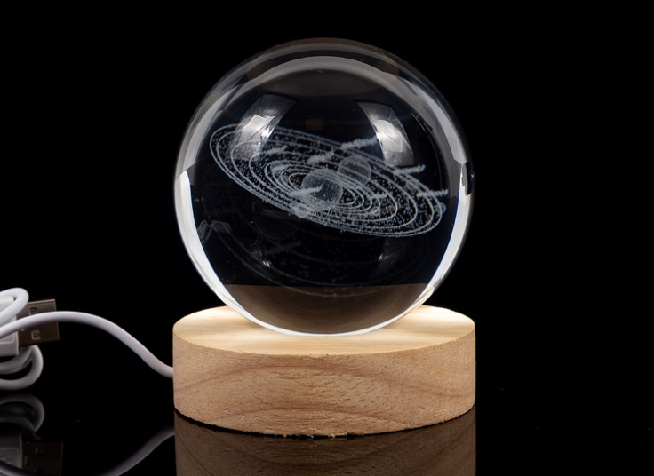 چراغ خواب مدل گوی کریستالی LED دار