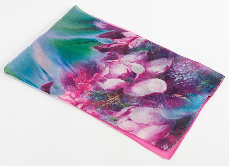 روسری حریر گلدار