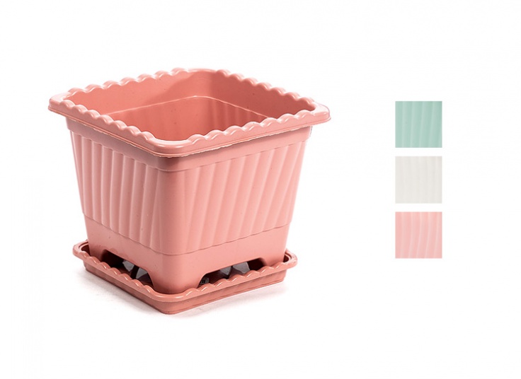 گلدان و زیر گلدانی پلاستیکی