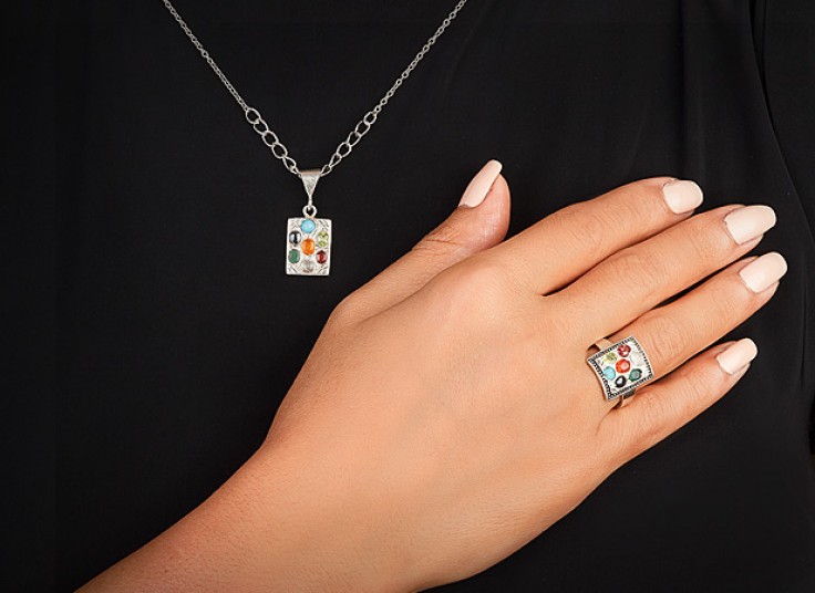 آویز و انگشتر نقره جواهرنشان