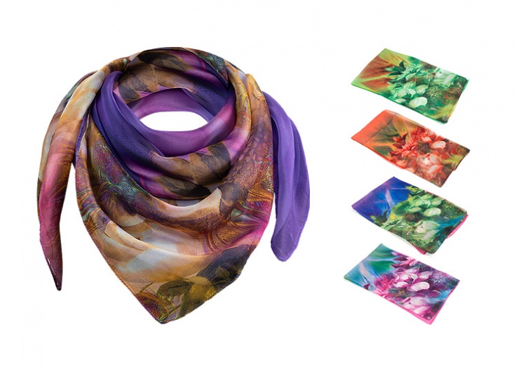 روسری حریر گلدار