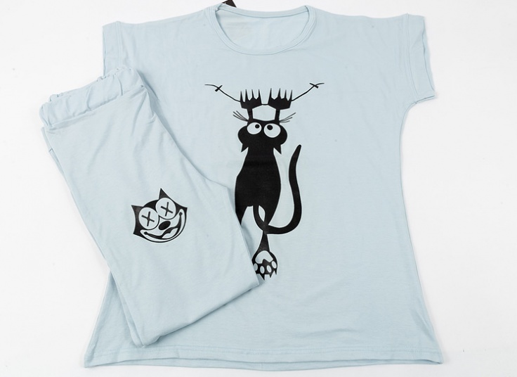 تیشرت شلوار زنانه طرح گربه