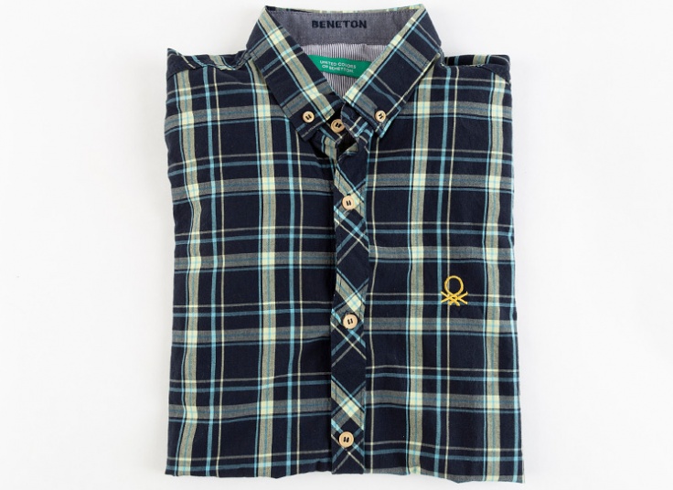 پیراهن چهارخانه مردانه Benetton