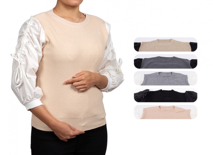 بلوز بافت آستین فانتزی