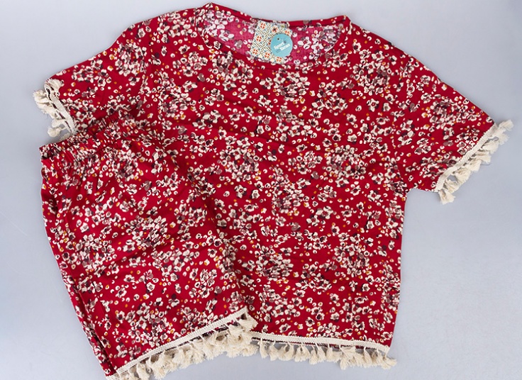 تیشرت و شلوارک نخی زنانه Tassel