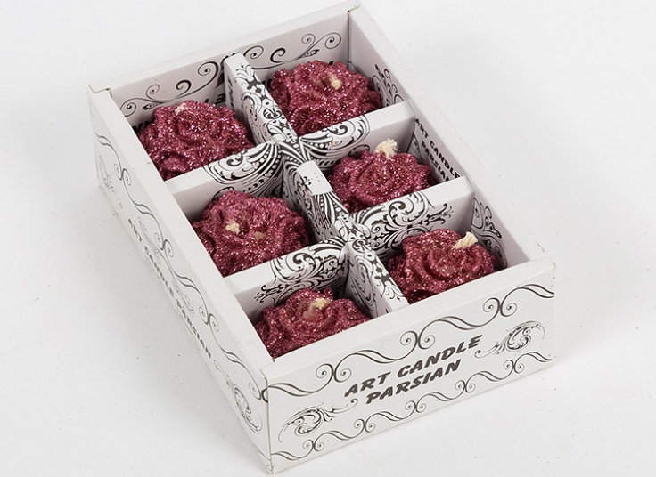 شمع گل رز 6 عددی