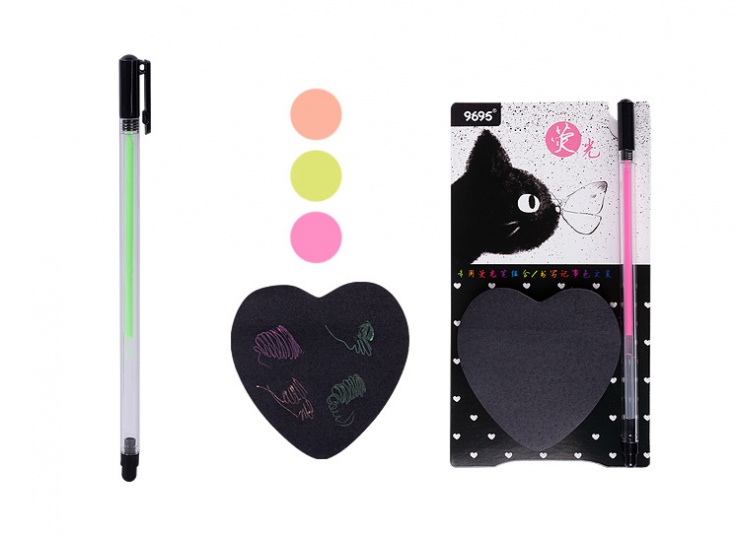 کاغذ یادداشت چسب دار به همراه خودکار