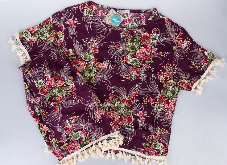 تیشرت و شلوارک نخی زنانه Tassel