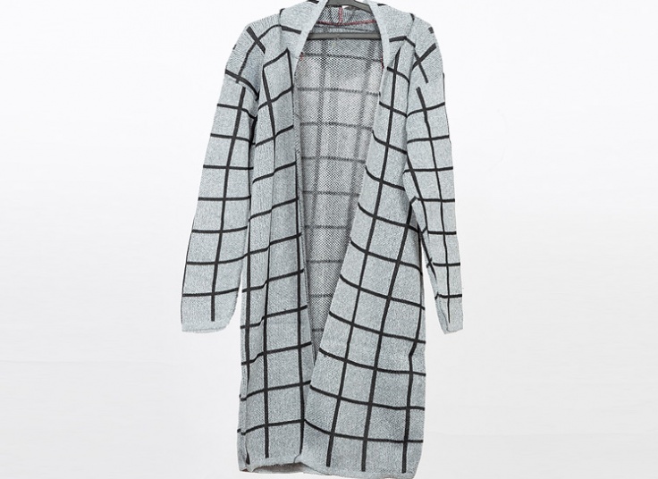 مانتو بافت کلاهدار چهارخانه