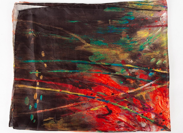 شال ساتن ابریشم دست دوز