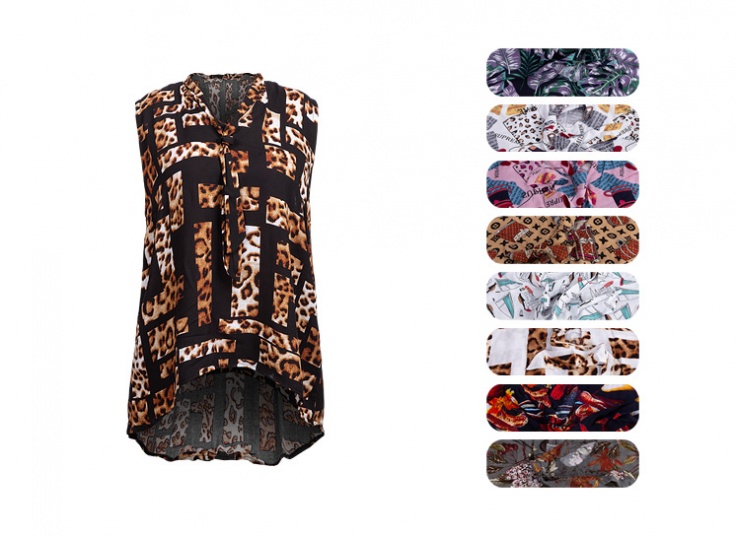 تاپ یقه گره‌ای نخی طرحدار